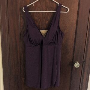Resorts Plus Plum One Piece Skirted Swimsuit Modest Size 20W